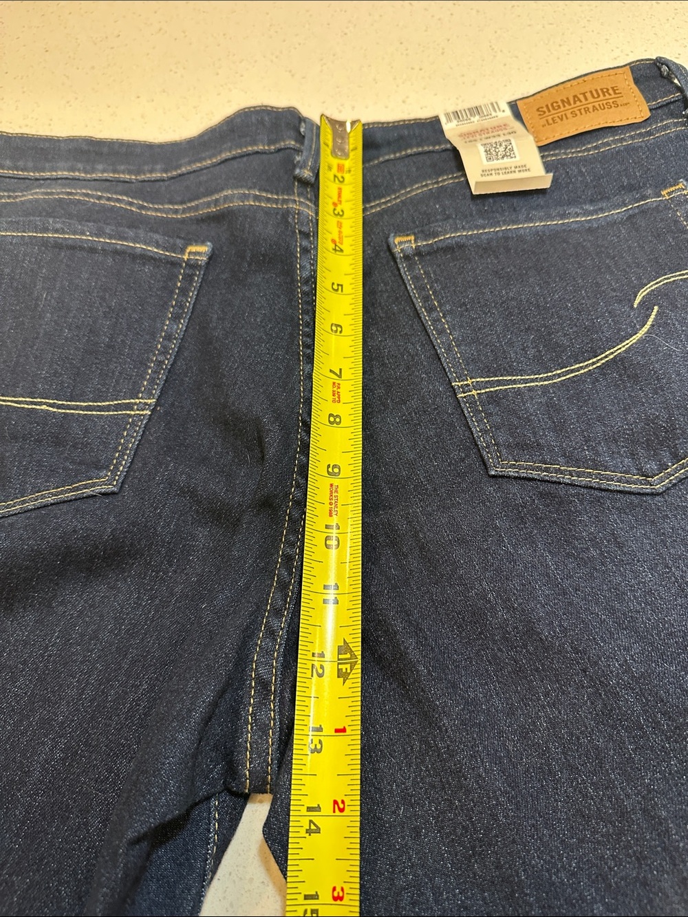 Signature by Levi Strauss Dark Indigo Jeans with Tan Patch - Picture 7 of 9